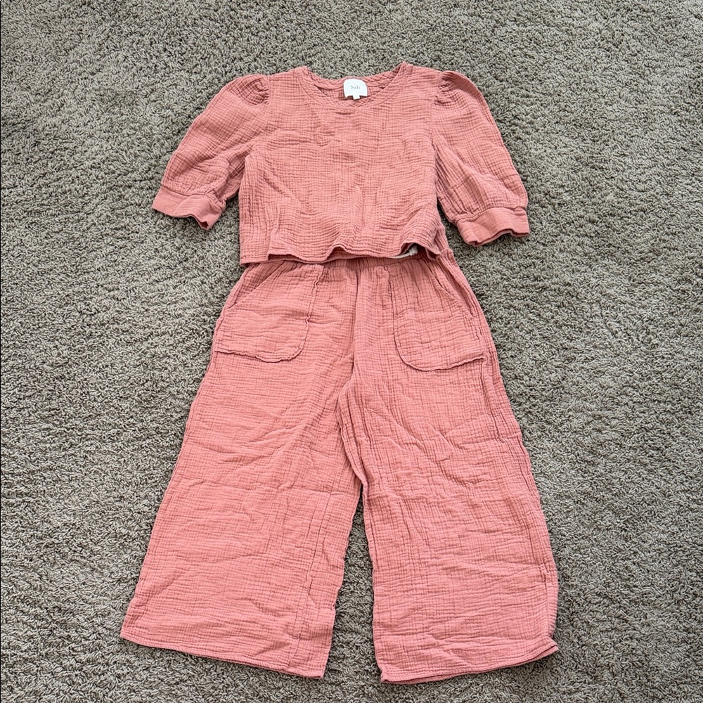 Salt Clothing Gauze Top and Wide-Leg Pants Size S
